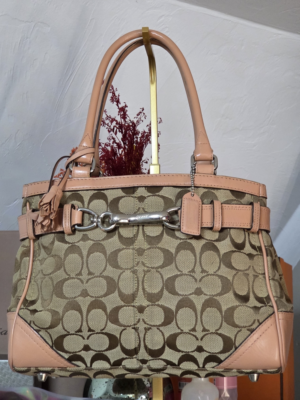 Coach Vintage Signature Canvas Tote in Beige And Brown W/ Leather Trim